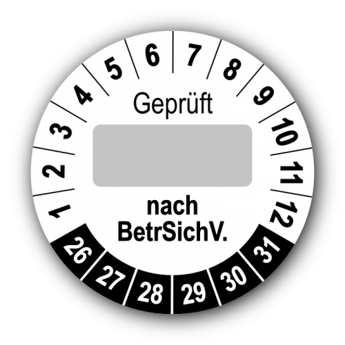 Geprüft … nach BetrSichV., weiß (zum Selbstbeschriften)