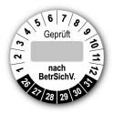Geprüft … nach BetrSichV., weiß (zum Selbstbeschriften)