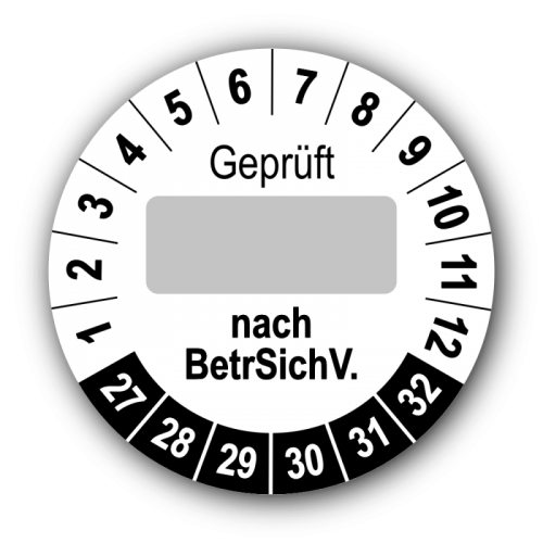 Geprüft … nach BetrSichV., weiß (zum Selbstbeschriften)