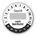 Geprüft … nach BetrSichV., weiß (zum Selbstbeschriften)