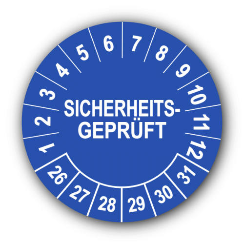Sicherheitsgeprüft, blau