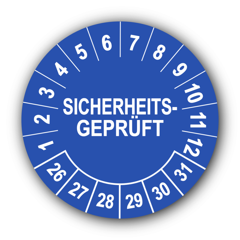 Sicherheitsgeprüft, blau