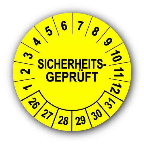 Sicherheitsgeprüft, gelb