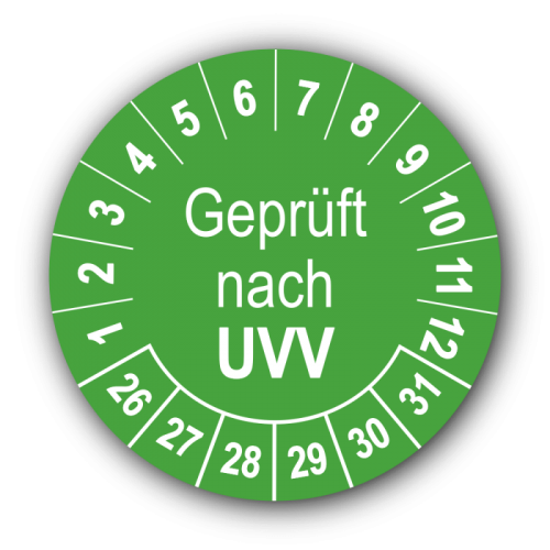 Geprüft nach UVV, grün