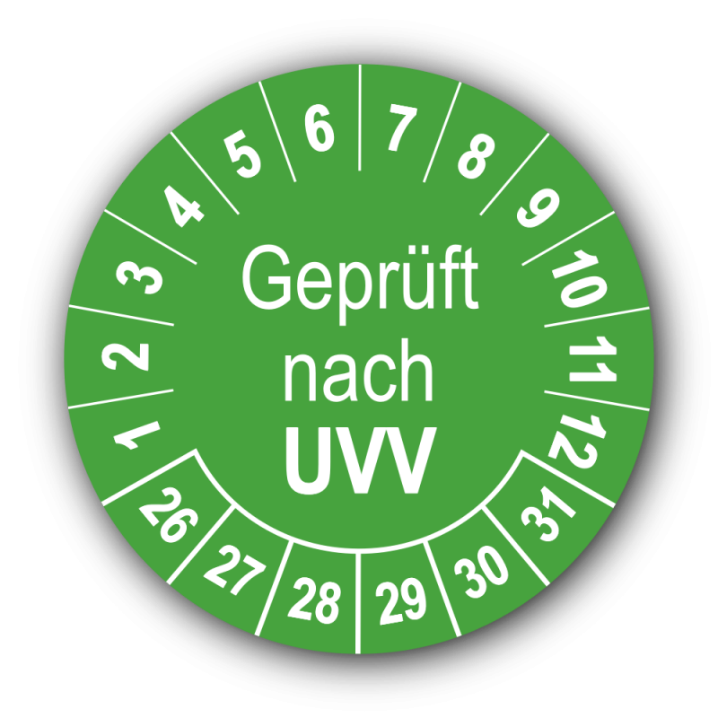 Geprüft nach UVV, grün