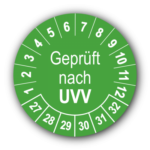 Geprüft nach UVV, grün