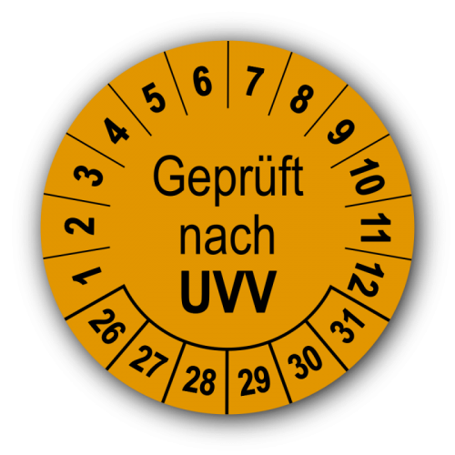 Geprüft nach UVV, orange