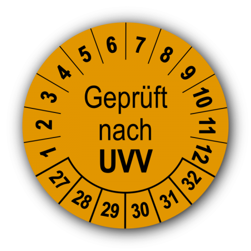Geprüft nach UVV, orange