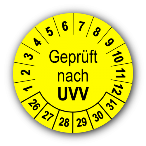 Geprüft nach UVV, gelb