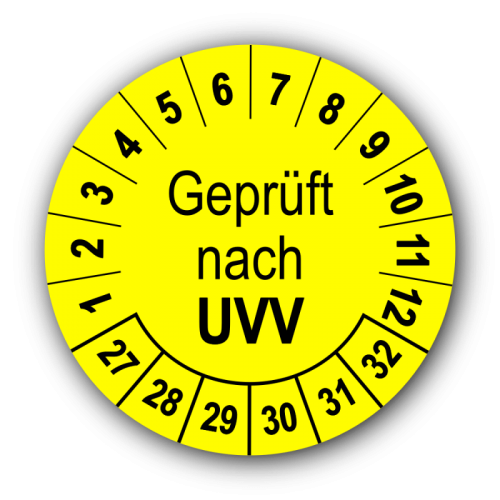 Geprüft nach UVV, gelb