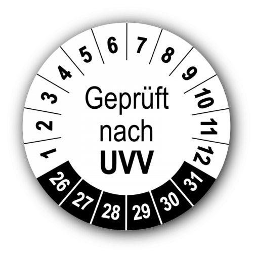 Geprüft nach UVV, weiß
