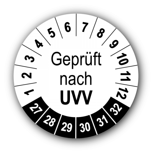 Geprüft nach UVV, weiß