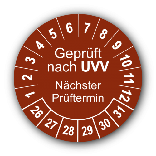 Geprüft nach UVV Nächster Prüftermin, braun