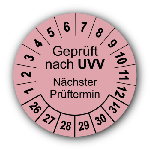 Geprüft nach UVV Nächster Prüftermin, rosa