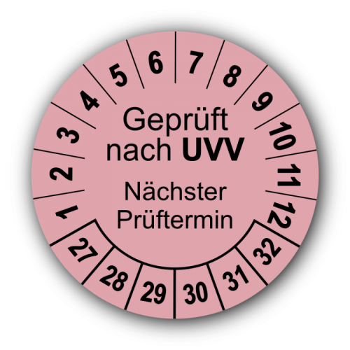 Geprüft nach UVV Nächster Prüftermin, rosa