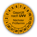 Geprüft nach UVV Nächster Prüftermin, orange