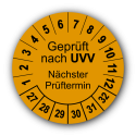 Geprüft nach UVV Nächster Prüftermin, orange