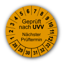 Geprüft nach UVV Nächster Prüftermin, orange