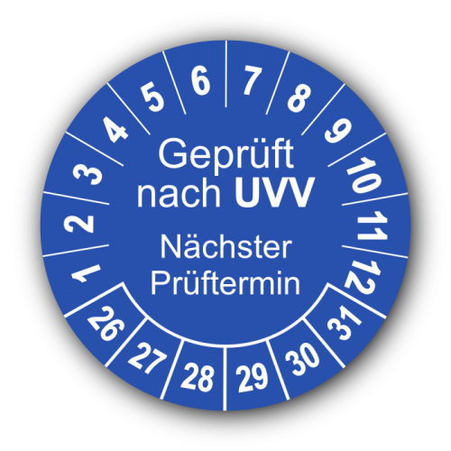 Geprüft nach UVV Nächster Prüftermin, blau