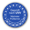 Geprüft nach UVV Nächster Prüftermin, blau