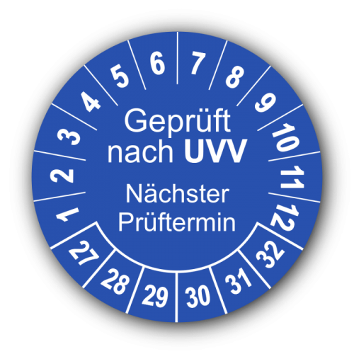 Geprüft nach UVV Nächster Prüftermin, blau
