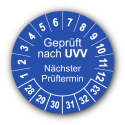 Geprüft nach UVV Nächster Prüftermin, blau