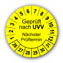 Geprüft nach UVV Nächster Prüftermin, gelb
