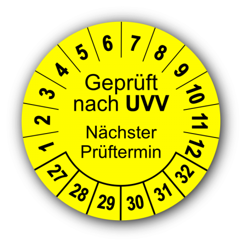 Geprüft nach UVV Nächster Prüftermin, gelb