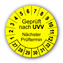 Geprüft nach UVV Nächster Prüftermin, gelb