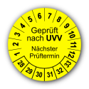 Geprüft nach UVV Nächster Prüftermin, gelb