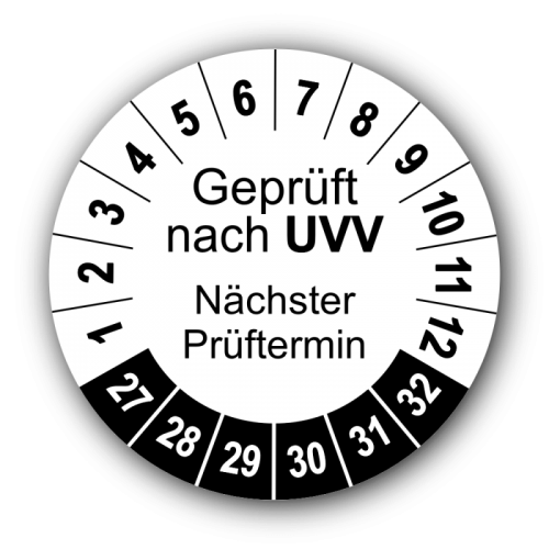 Geprüft nach UVV Nächster Prüftermin, weiß