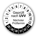 Geprüft nach UVV Nächster Prüftermin, weiß