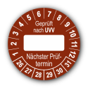 Geprüft nach UVV … Nächster Prüftermin, braun (zum Selbstbeschriften)
