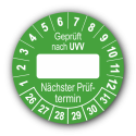Geprüft nach UVV … Nächster Prüftermin, grün (zum Selbstbeschriften)
