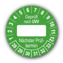 Geprüft nach UVV … Nächster Prüftermin, grün (zum Selbstbeschriften)