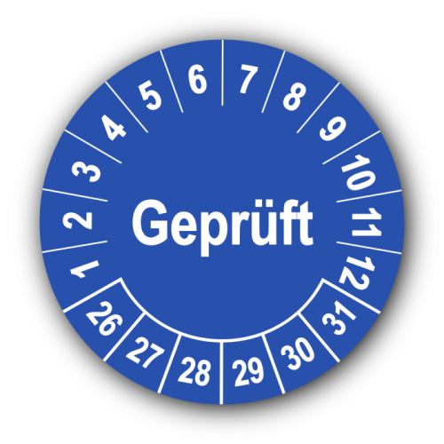 Geprüft, blau