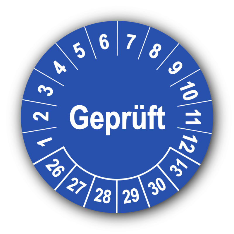 Geprüft, blau