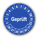 Geprüft, blau