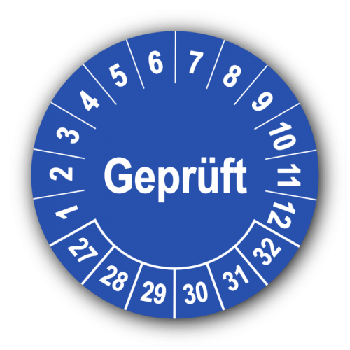 Geprüft, blau