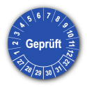Geprüft, blau