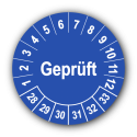 Geprüft, blau