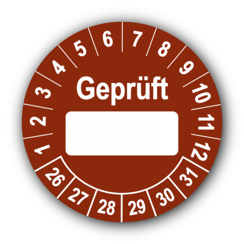 Geprüft …, braun (zum Selbstbeschriften)