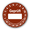 Geprüft …, braun (zum Selbstbeschriften)