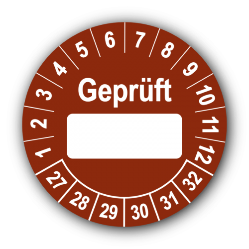 Geprüft …, braun (zum Selbstbeschriften)