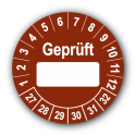 Geprüft …, braun (zum Selbstbeschriften)