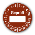 Geprüft …, braun (zum Selbstbeschriften)