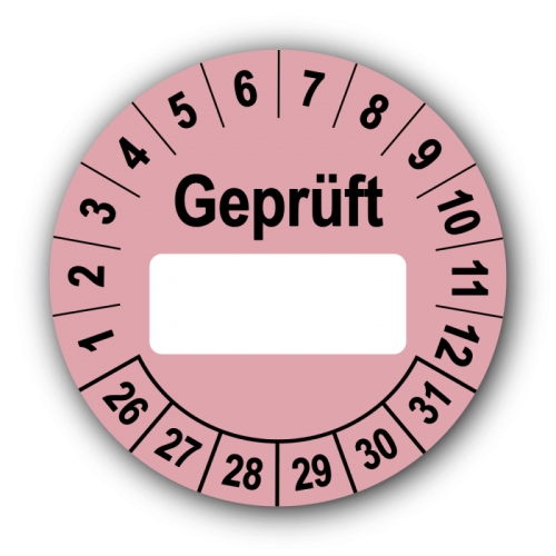 Geprüft …, rosa (zum Selbstbeschriften)