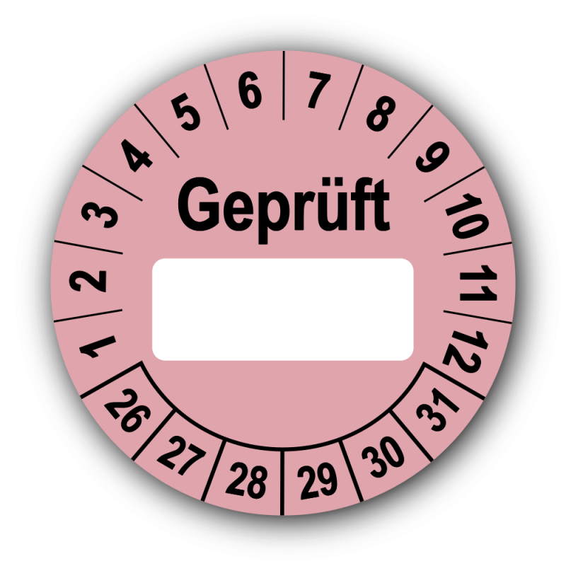 Geprüft …, rosa (zum Selbstbeschriften)