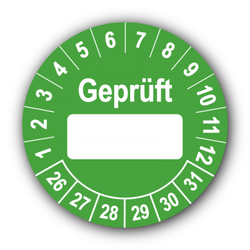 Geprüft …, grün (zum Selbstbeschriften)