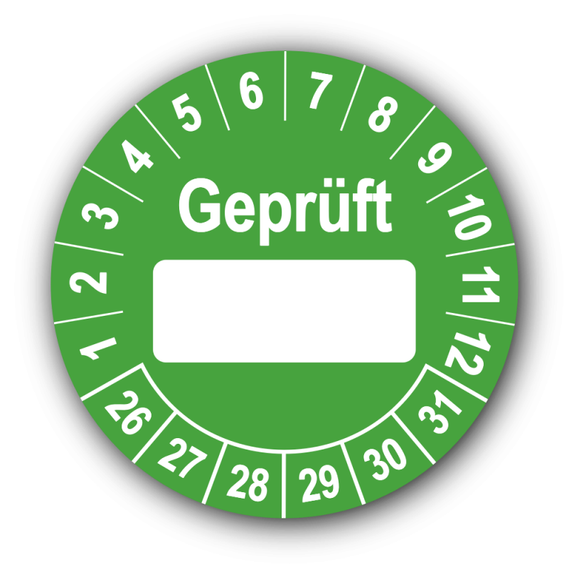 Geprüft …, grün (zum Selbstbeschriften)